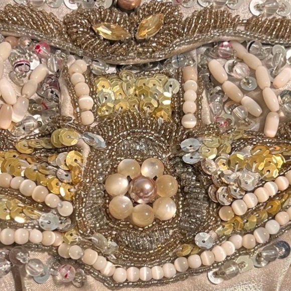 Evening bag Silk evening bag Mother of pearl ,sequence and seed beads GUC - Picture 6 of 13